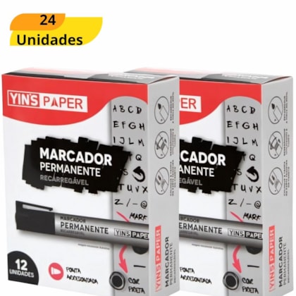 MARCADOR PERMANENTE RECARR PT YINS YP7670 - CX 24 UNIDADES