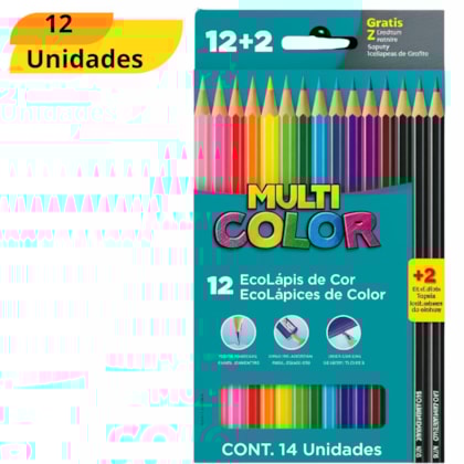 MULTICOLOR SUPERT 12CORES +2LP GRAFITE FABER 111200N+2G - CX 12 UNIDADES