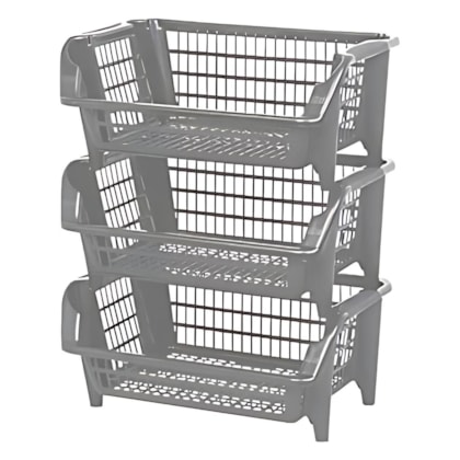 Organizador Empilhável Prata – Plasnew