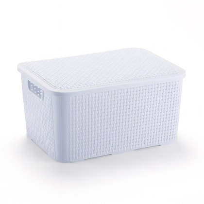 Organizador Ratan Retangular 14Lts Branco Pratic
