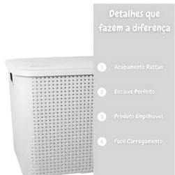 Organizador Ratan Retangular 26Lts Branco Pratic 789