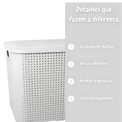 Organizador Ratan Retangular 26Lts Branco Pratic 789