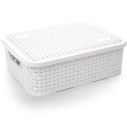 Organizador Ratan Retangular 3Lts Branco Pratic