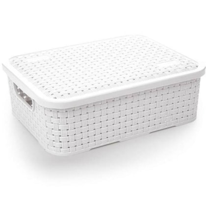 Organizador Ratan Retangular 3Lts Branco Pratic