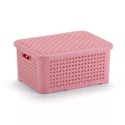 Organizador Ratan Retangular 3Lts Rosa Pratic