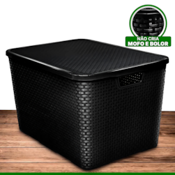 Organizador Rattan C/tp 40 Preto Arqplast