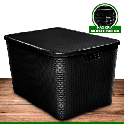Organizador Rattan C/tp 40 Preto Arqplast