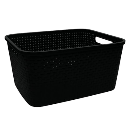 Organizador Rattan Retangular 3Lts Preto Pratic