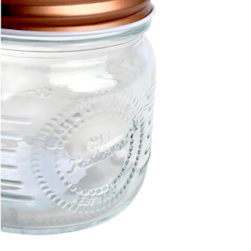 Pote De Vidro C/tp De Aco Inox Rose Gold Coliseu 7465