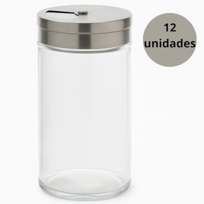 POTE DE VIDRO C/TP DOSADORA INOX COLISEU 1961 - CX 12 UNIDADES