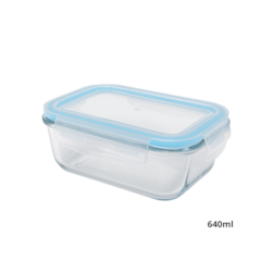 Pote de Vidro Retangular com Tampa em Plástico 640ml Chazak