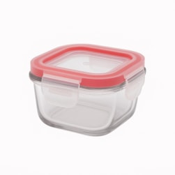 Pote em Vidro Quadrado com Tampa em Plástico 310ml Chazak