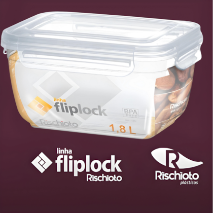 Pote Retangular Fliplock 1,8lt Alto Rischioto