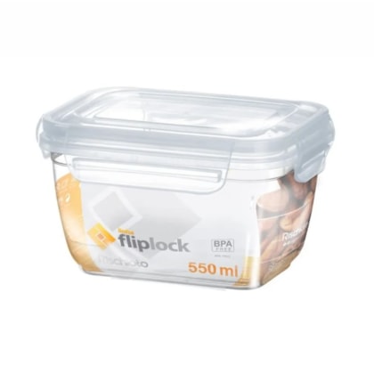 Pote Retangular Fliplock 550ml Alto Rischioto