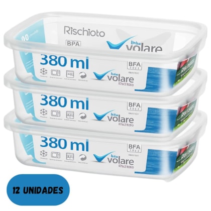 Pote Retangular Volare 380ml Rischioto 0200 - Cx 12 Unidades