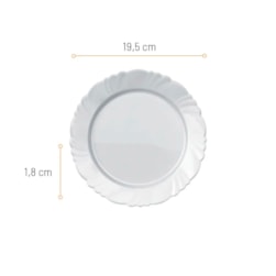 PRATO DE SOBREMESA OPALINE PETALA VIDRO BRANCO DURALEX - CX 24 UNIDADES