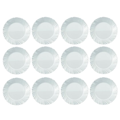PRATO DE SOBREMESA OPALINE PETALA VIDRO BRANCO DURALEX - CX 24 UNIDADES
