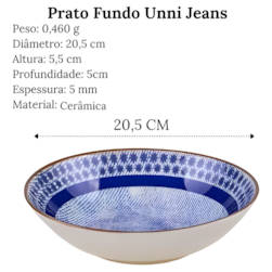 Prato Fundo 20,5cm Jeans Oxford/Biona