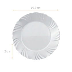 PRATO OPALINE PETALA RASO BRANCO DURALEX NADIR - CX 24 UNIDADES