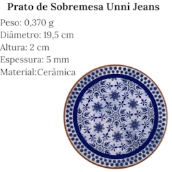 Prato Sobremesa 19,5cm Jeans Oxford/Biona