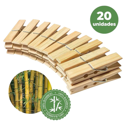 Pregador De Bambu 20pcs Amigold