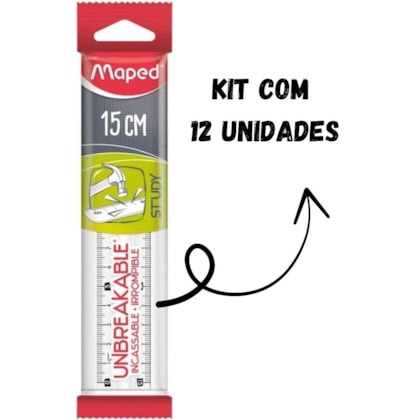 REGUA 15CM INQUEBRAVEL MAPED 245320 - CX 12 UNIDADES