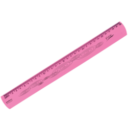Regua 30cm Flexivel Neon Rosa Waleu