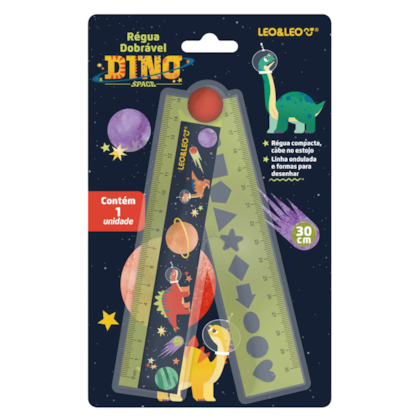 REGUA DE PLASTICO DOBRAVEL 15CM/30CM DINO SPACE LEO E LEO 10264