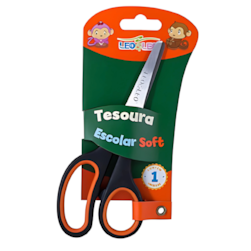 Tesoura Escolar Soft Inox Leo E Leo